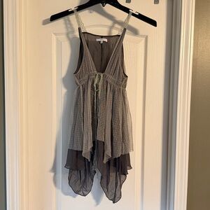 Mystic Boho Lace Trim Layered Swiss Dot Tank Top Cottagecore
